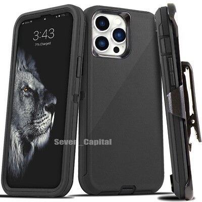 For iPhone 15 14 Plus 13 12 11 Pro Max Shockproof Heavy Duty Case + Belt Clip