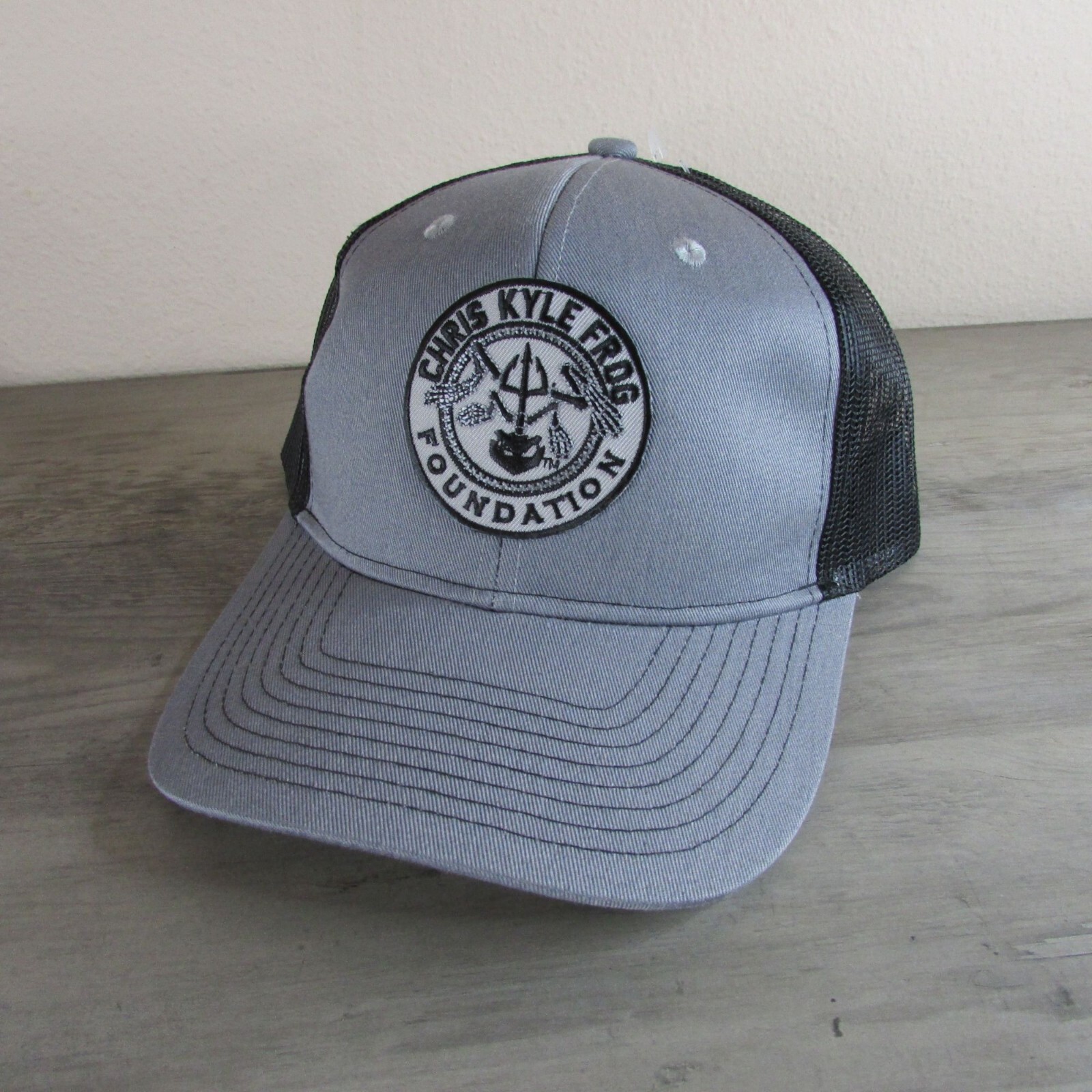 Chris Kyle Frog Foundation Crest Meshback Snapback Trucker Cap Hat - Heather Bla