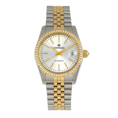 Pre-owned Empress Constance Automatic Bracelet Watch W/date - Gold/white