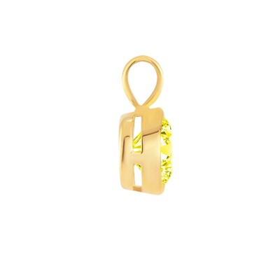 Pre-owned Shine Brite With A Diamond 2.75 Ct Round Cut Canary Solid Real 18k Yellow Gold Bezel Pendant 18" Necklace