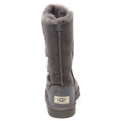 Pre-owned Ugg E7772 Stivale Bimba Grey  K Bailey Button Triplet Scarpe Boot Kid Girl In Silver