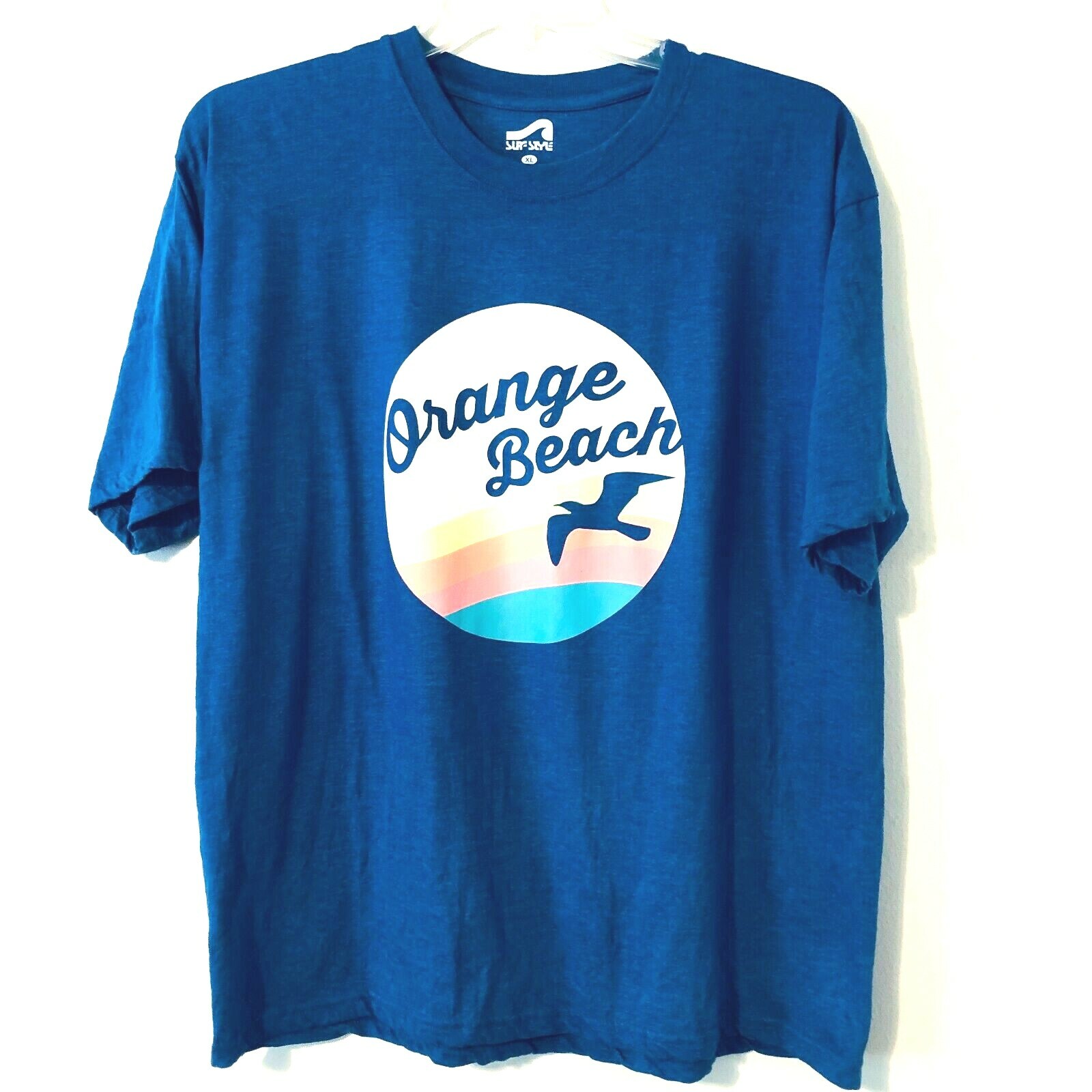 SURF STYLE Blue T Shirt Orange Beach Alabama Sz XL 55/45
