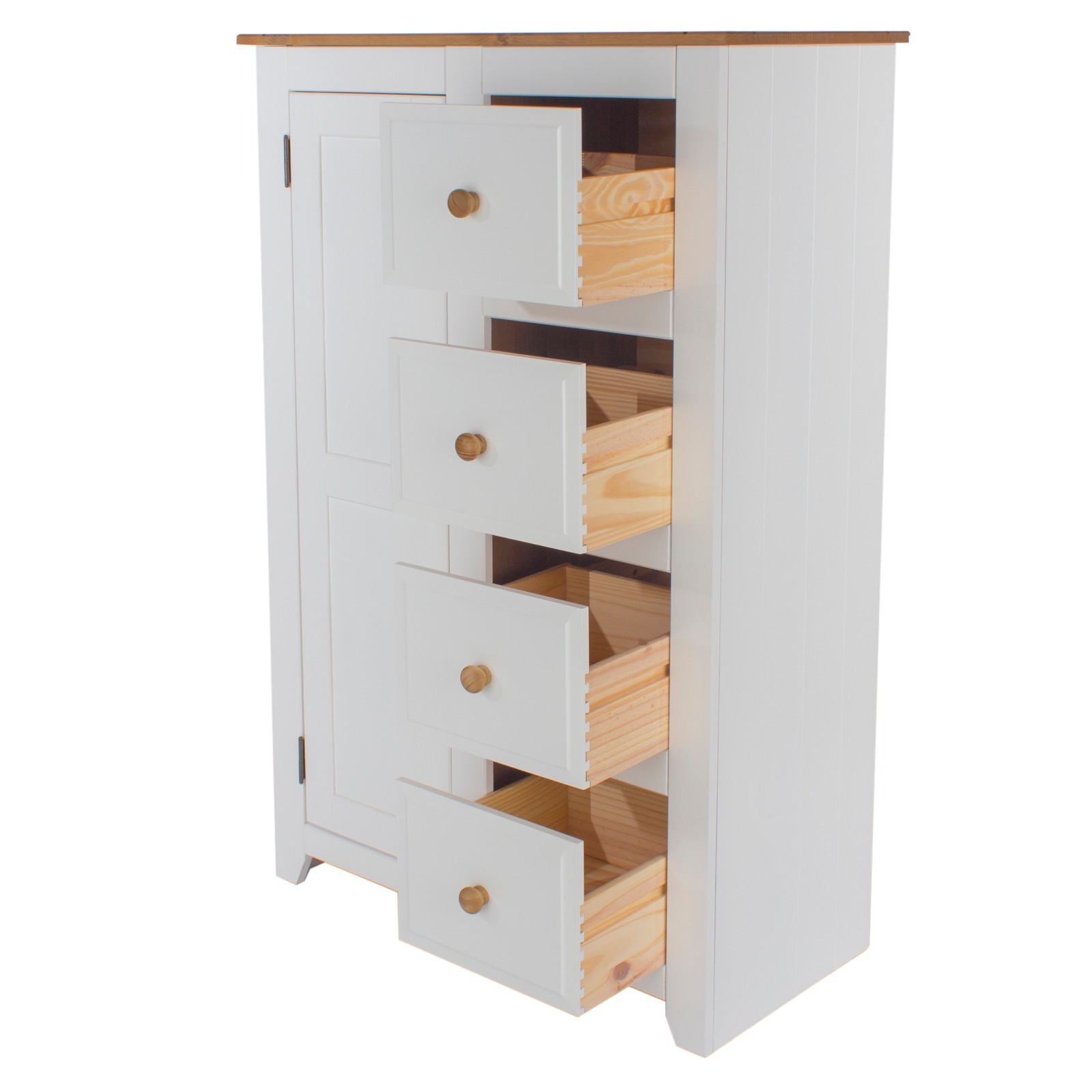 Wardrobes Avalon Tallboy 1 Door Wardrobe 4 Drawers Solid Wood