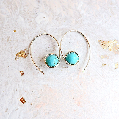 Turquoise sterling silver shop hoop earrings