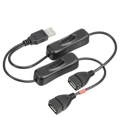 USB Extension Cable with ON/Off Switch 0.3 Meter USB Male to Dual Female