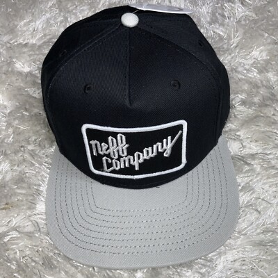 NEFF COMPANY Baseball Cap Golf Hat Black Adjustable Snapback Flat Bill NWT