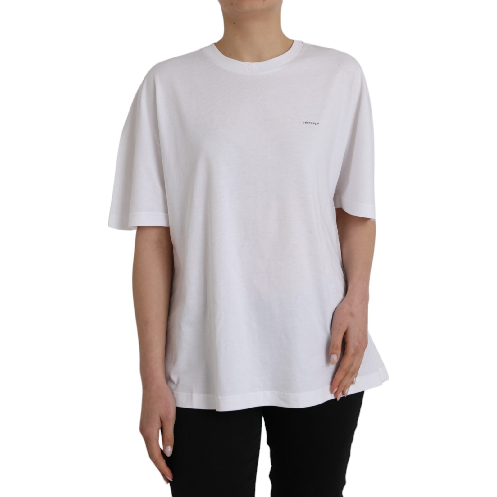 BALENCIAGA T-shirt White 100% Cotton Crew Neck Short Sleeves