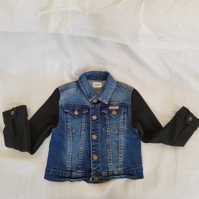 Hudson Distressed Jean Jacket Black Knit Sleeves Children's Size 4T