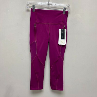 Lululemon Women Fuschia High Rise Stretch Mesh Rush Hour 21'' Crop Leggings 4 $88
