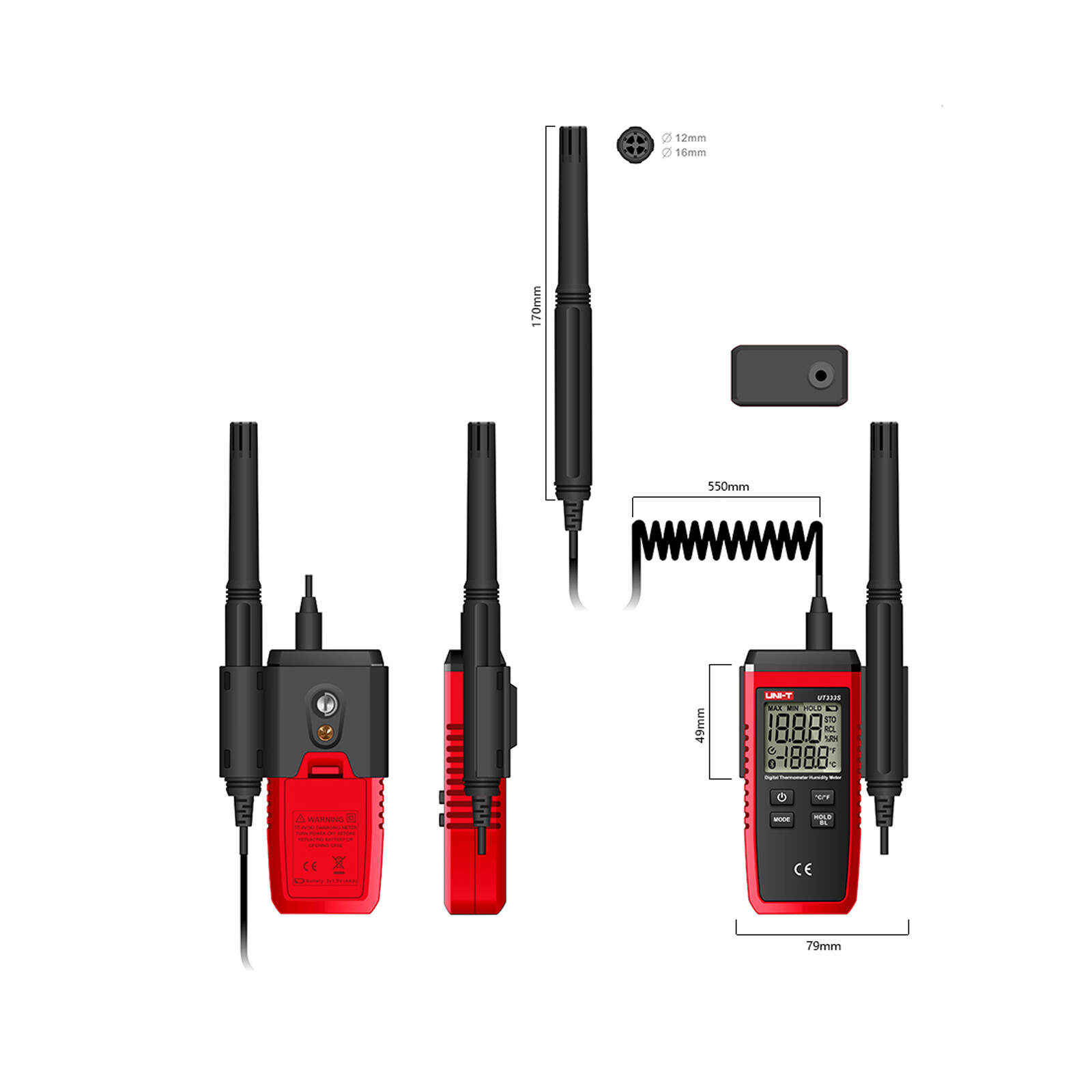 UNI-T UT333S Mini Temperature and Humidity Meter LCD Digital Thermo-Hygrometer✦K