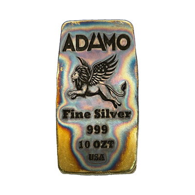 10 oz Silver Bar 999 USA Lion II Adamo Metals - Hand Cast