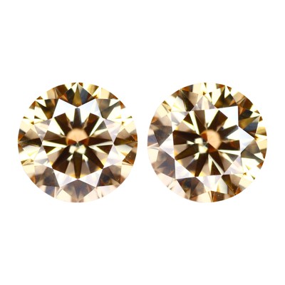 1.89 Ct IF  [2Pcs Pair]  Brilliant Round Cut 6.5 MM Golden Yellow Moissanite