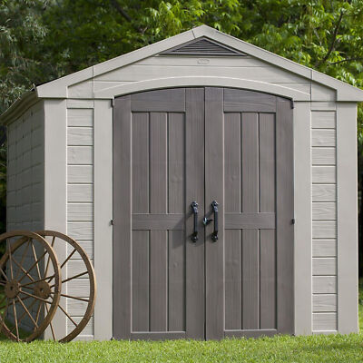 Keter 211203 Factor 8 x 11 All Weather Resistant Outdoor Storage Shed, Taupe