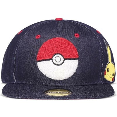 Difuzed Unisex Adult Poké Ball Pikachu Pokémon Flat Brim Snapback Hat Cap Blue