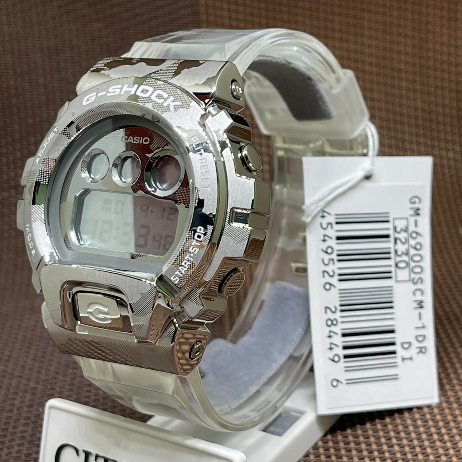 Pre-owned Casio G-shock Gm-6900scm-1d Camouflage Pattern Semi-transparent Band Men's Watch