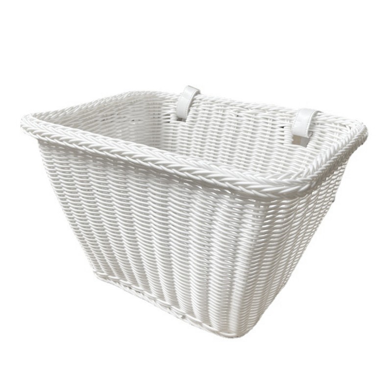 Handwoven Bicycle Front Basket Adjustable Bike Handlebar Carrier Bag White