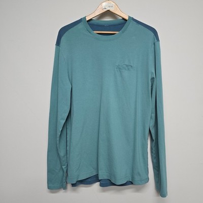 Lululemon Long Sleeve Pocket Tee Mens XL Teal Blue Half Pique Active Minimalist