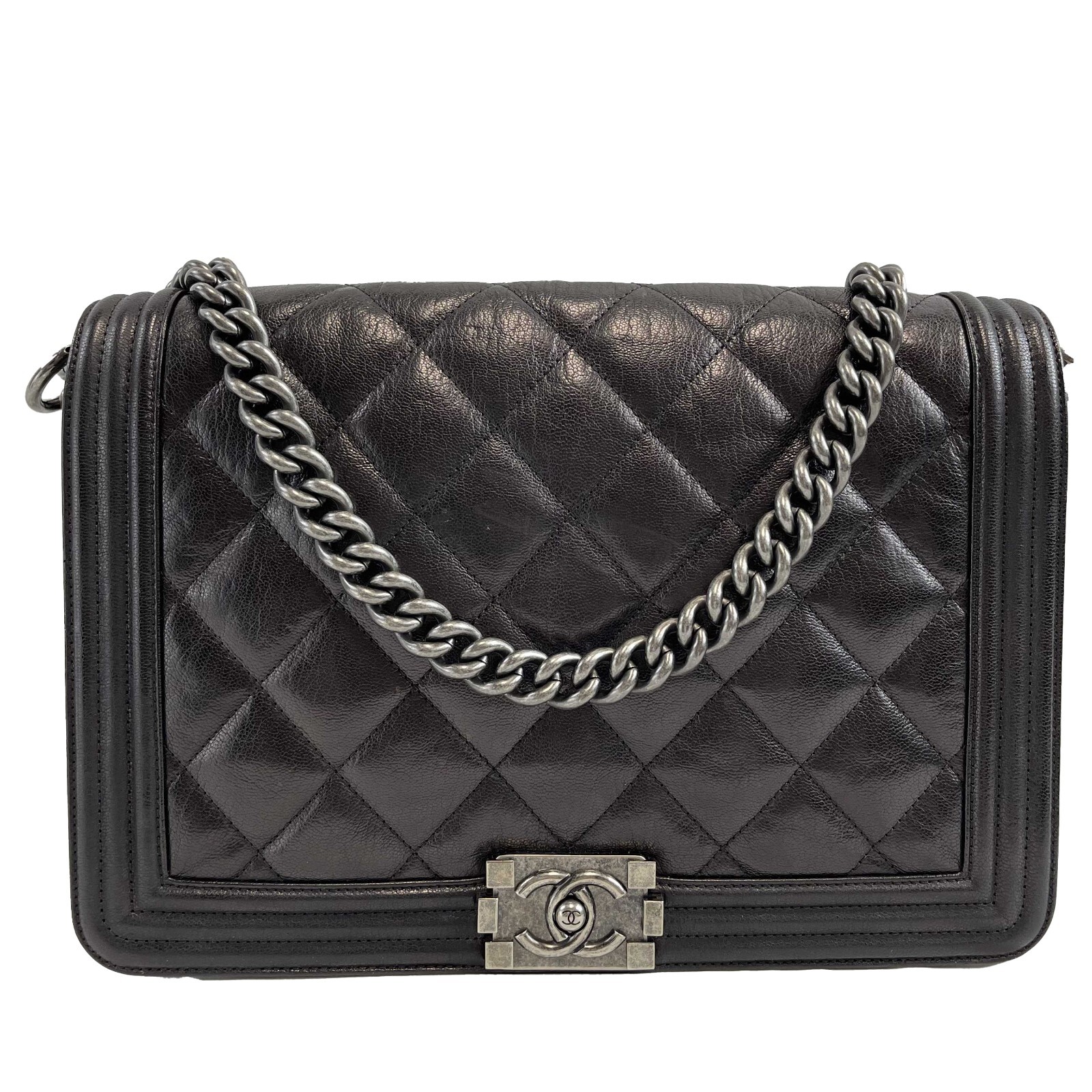 【ヴィンテージ】Rank:S☆Chanel Black Boy Medium ハンドバック Chanel Black Double Stitched New Medium Boy Bag ○ Labellov
