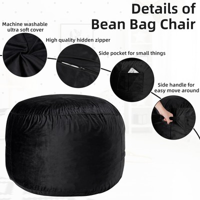HABUTWAY Bean Bag Chair: Giant 4' Memory Foam Furniture Bean Bag Chairs for A...