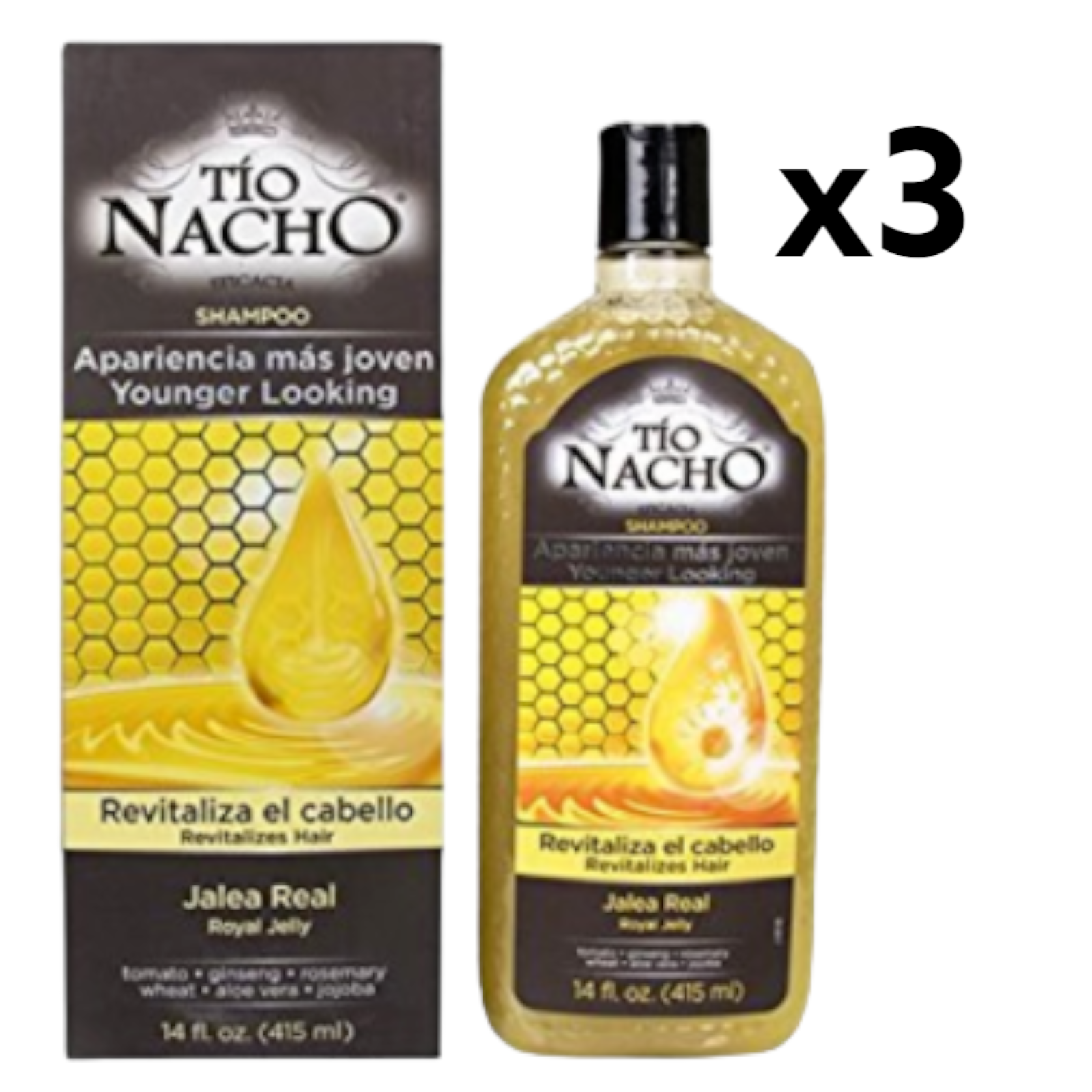 Tio Nacho Younger Looking Shampoo Revitalizes Hair Royal Jelly 14 Oz 3 Pack Lot