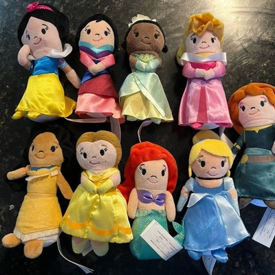 Disney Princess' by Just Play Mini 6” Stylized Bean Plush Lot of 9