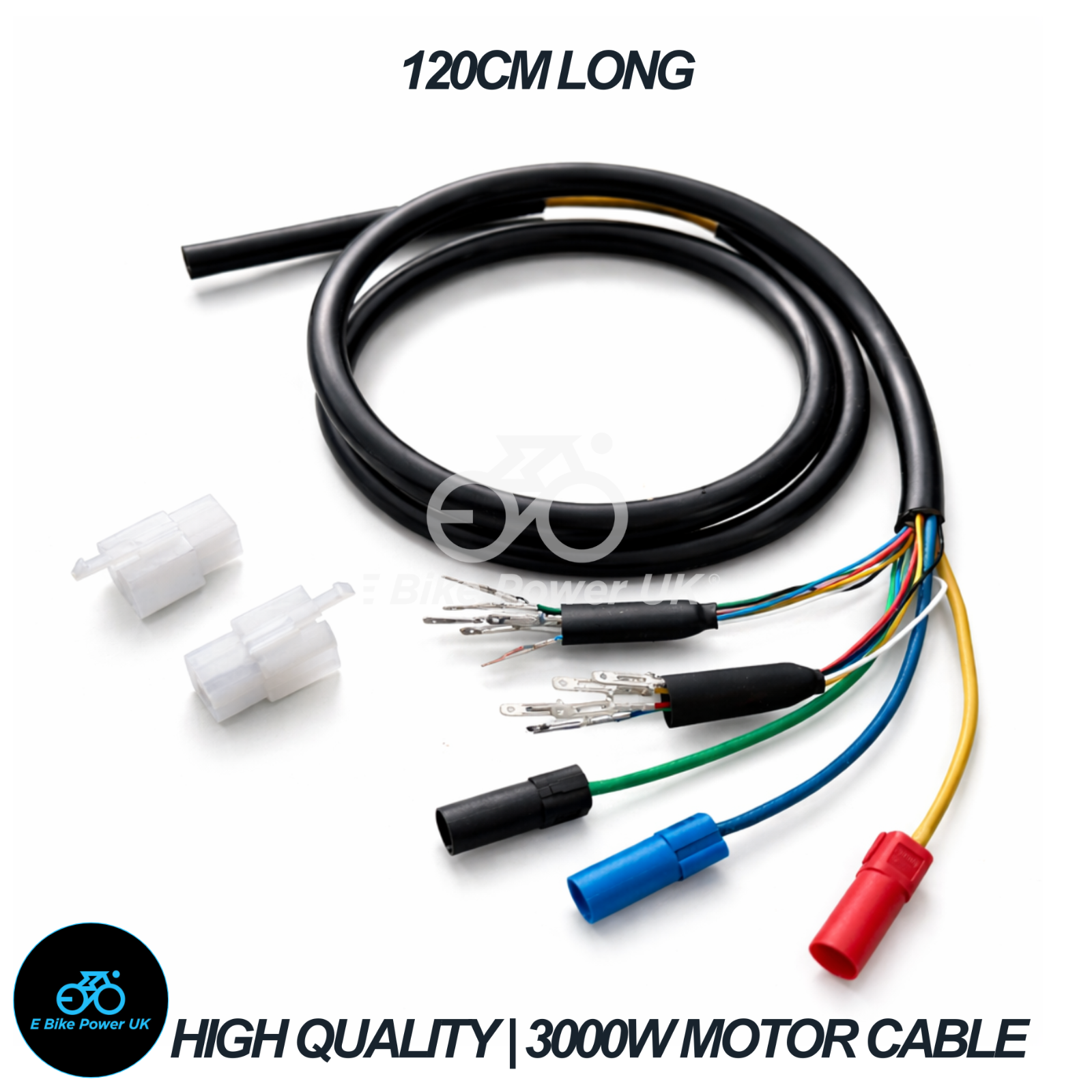 3000W Hub Motor Cable Replacement 10mm Thick 120cm Long XT150 Daul Hall