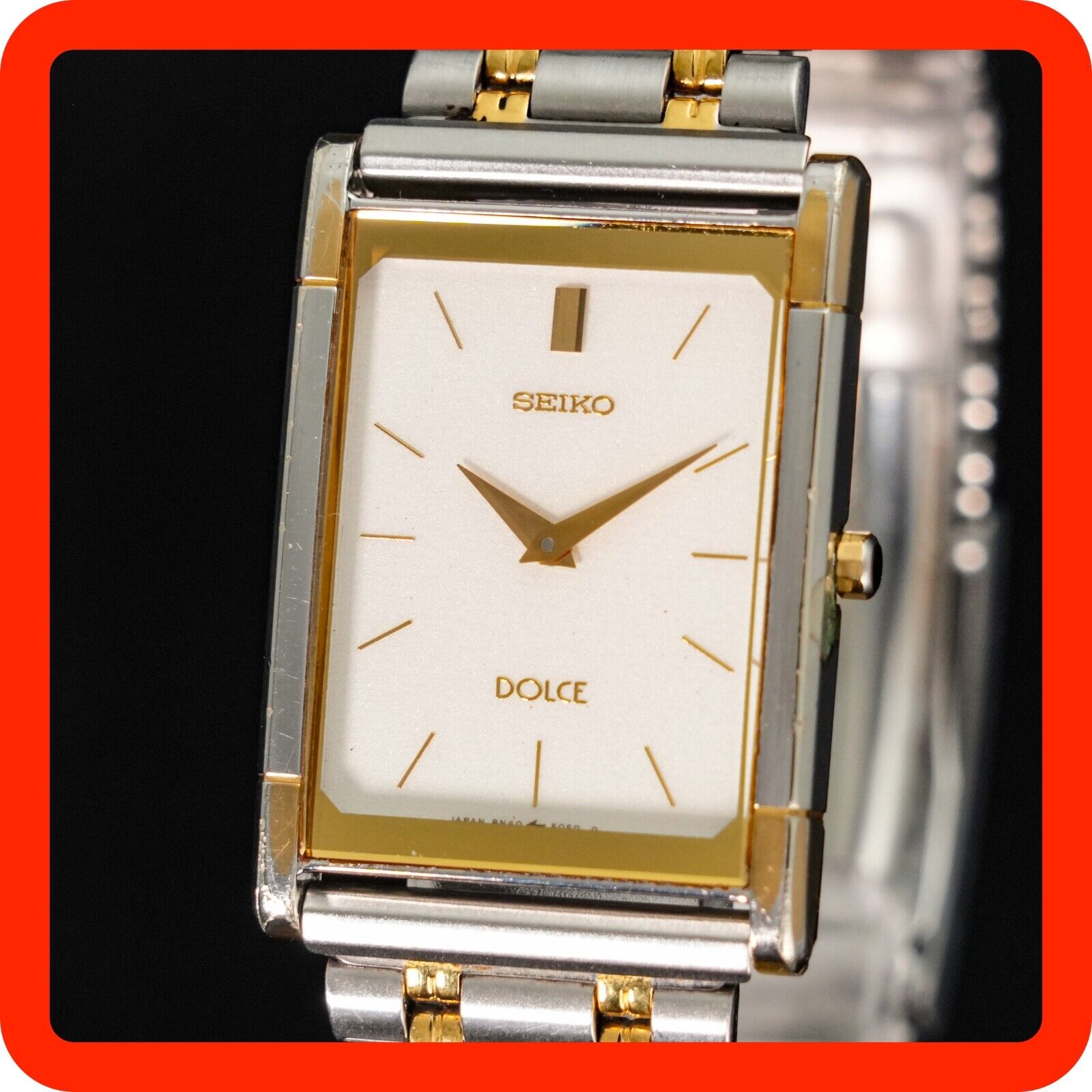 Vintage 1991 New BATT SEIKO Dolce 8N40-5030 Gold Square Tank Vintage 1991 New BATT SEIKO Dolce 8N40-5030 Gold Square Tank