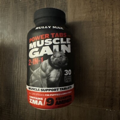 Bully Max 2-In-1 Muscle Builder Power 30 Tabs for Puppies & Adult Dogs Exp: 6/26