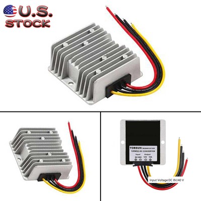 8-40V to 12V 10A DC Voltage Stabilizer Car Power Supply Regulator Waterproof