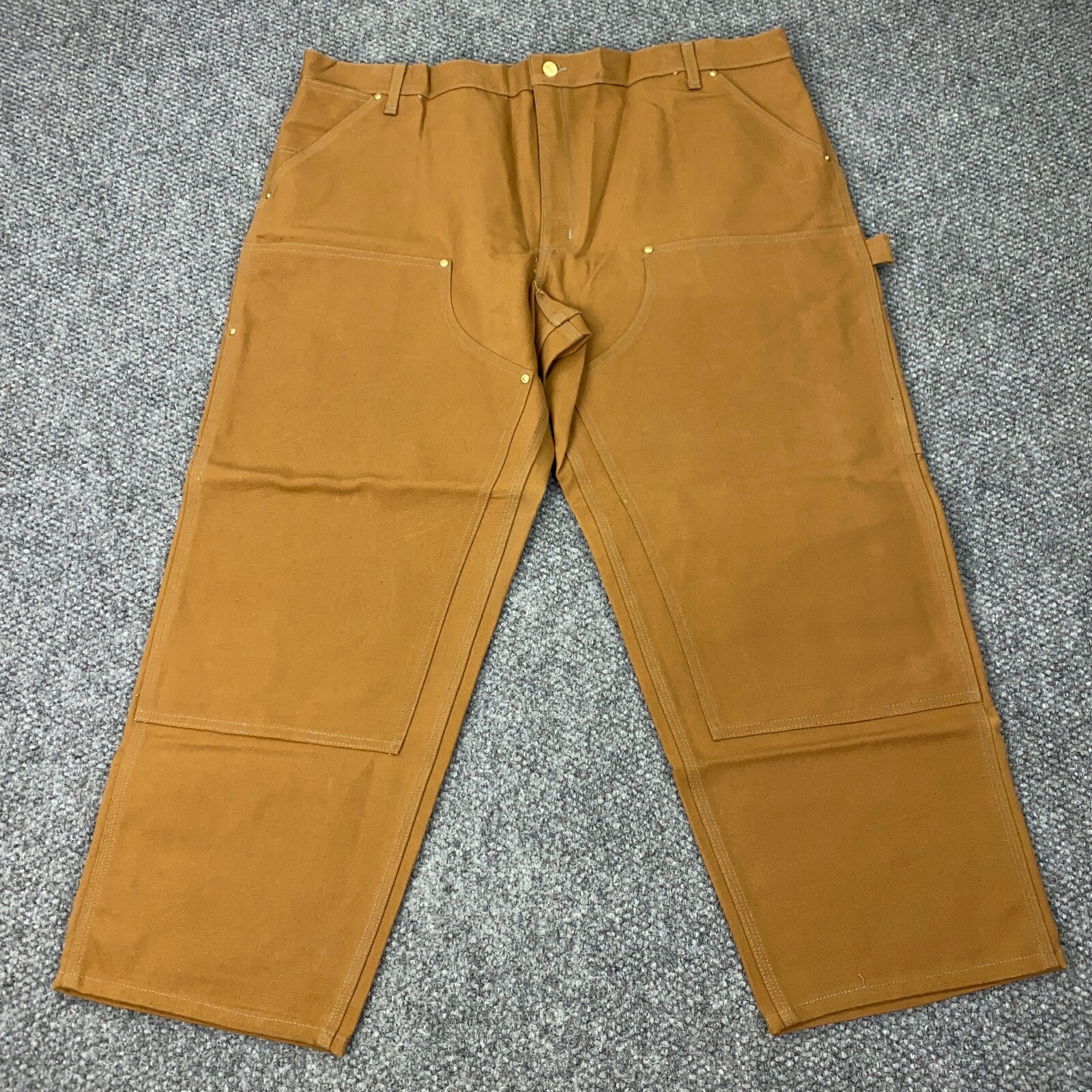VTG Carhartt Canvas Pants Mens 44x28 Tan B01-BRN Double Knee