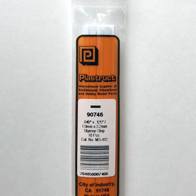 Plastruct 90746 Styrene Rectangle Strip 0.040''x 1/8''x 10'' (10)