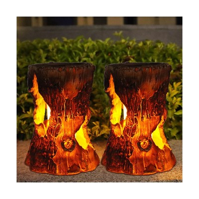 Solar Lanterns Outdoor Light,Stump On Fire Torch Lights, Flickering Flame Dec...