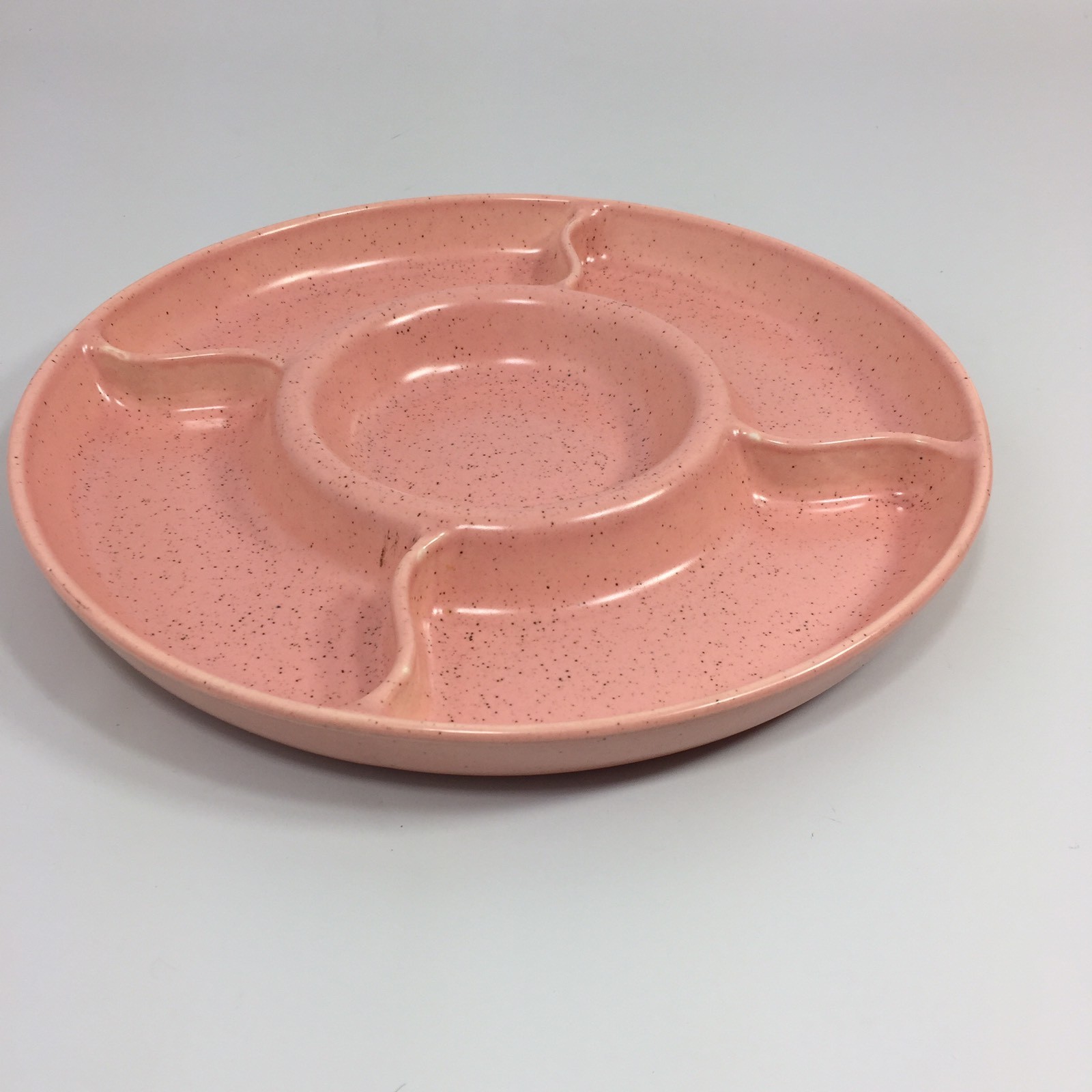 Vintage Retro 60's Relish Pickle Olive Serving Tray Pink Speckle 5 Part Divide