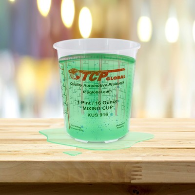 16-Ounce (1 Pint) Paint & Epoxy Mixing Cup Calibrated Ratios - 100 Cups/12 Lids