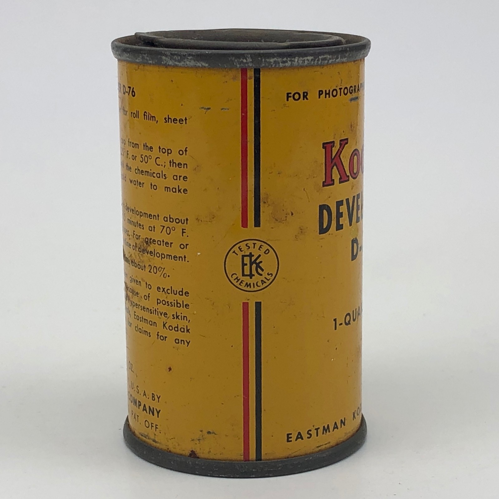 Vintage Kodak Developer D-76 Metal Tin Can 1 Quart size 3 1/2 oz powder