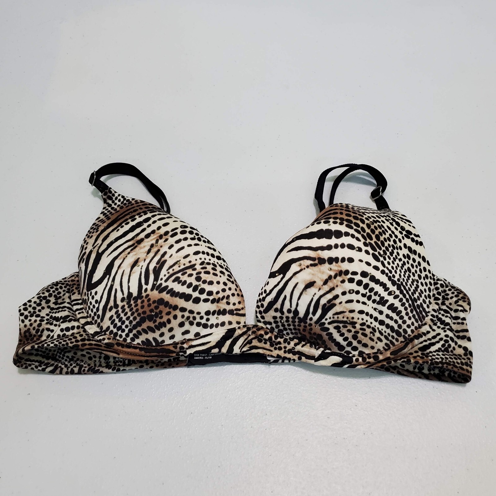Victoria's Secret Women Bra 34B Beige Zebra Print Biofit