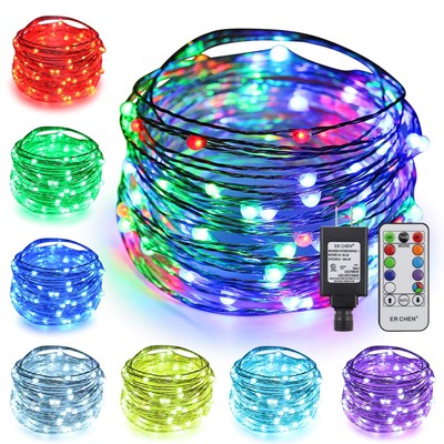 ErChen 51 Modes 7 Colors + Multicolor LED String Lights, 33FT 100 RGB LEDs Pl...