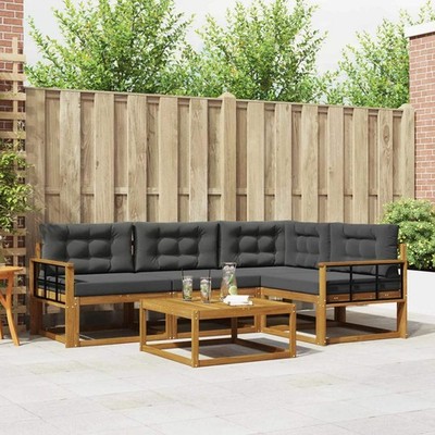 Outdoor Sofa Set with Cushion 5 pcs Natural and Anthracite
