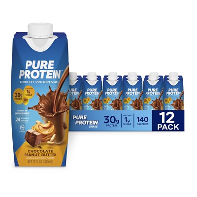  :.Pure Protein Peanut    Butter Shake, 11oz Bottles, 12 Pack.: 