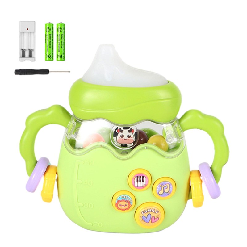 Newborn Teether LED Grab Bottle Rattle Toy Teether Shaker Comforting Toy Bottle