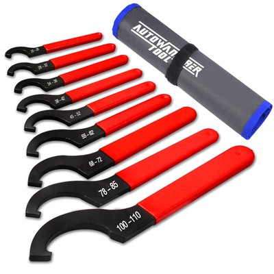 AutoWanderer Tool 9Pcs Coilover Spanner Wrench Set, Adjustable Shock Wrench U...