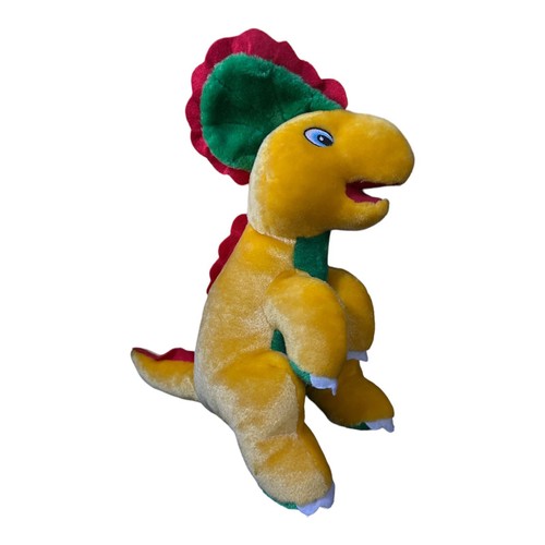 Vintage Yellow Green Red Dinosaur Plush Stuffed Animal B J Toys 14”