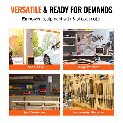 VEVOR 10HP Single 1 Phase to 3 Phase Converter Digital Phase Shifter 30A 220V