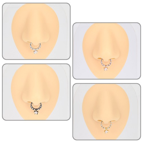 Surgical Steel Hinged Nose Rings Hoop 16G Septum Clicker Ring Earrings Gold- ONE