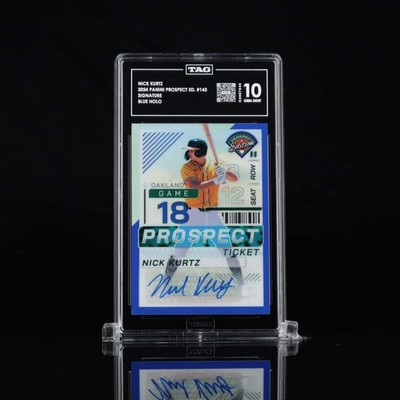 NICK KURTZ 2024 PANINI PROSPECT EDITION #143 SIGNATURES BLUE HOLO AUTO /149 TAG