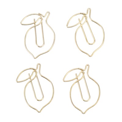 100 Gold Lemon Shaped Paper Clips For School Home Office NIC