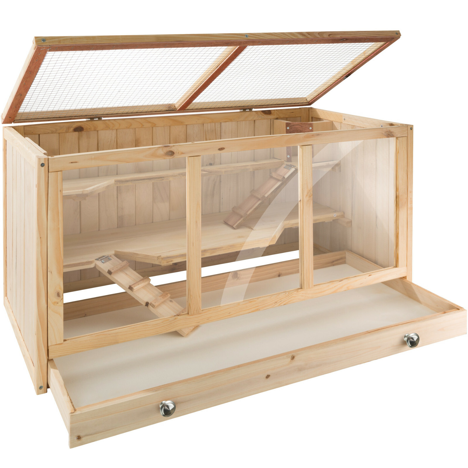 XXL Nagerkäfig Holz Hamsterkäfig Kleintierkäfig Mäusekäfig Rattenkäfig 3 Etagen