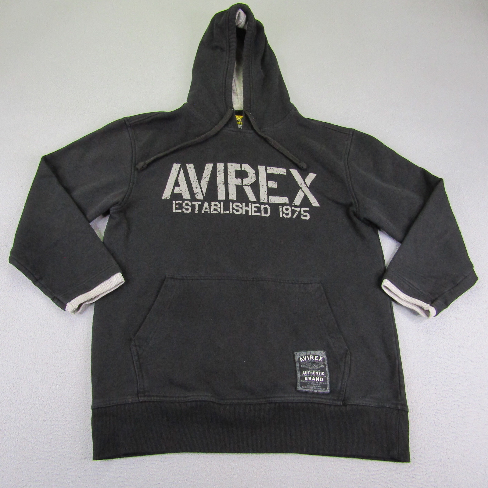 Vintage Avirex Hoodie Mens Medium Black Pullover Thermal Vintage Avirex Hoodie Mens Medium Black Pullover Thermal