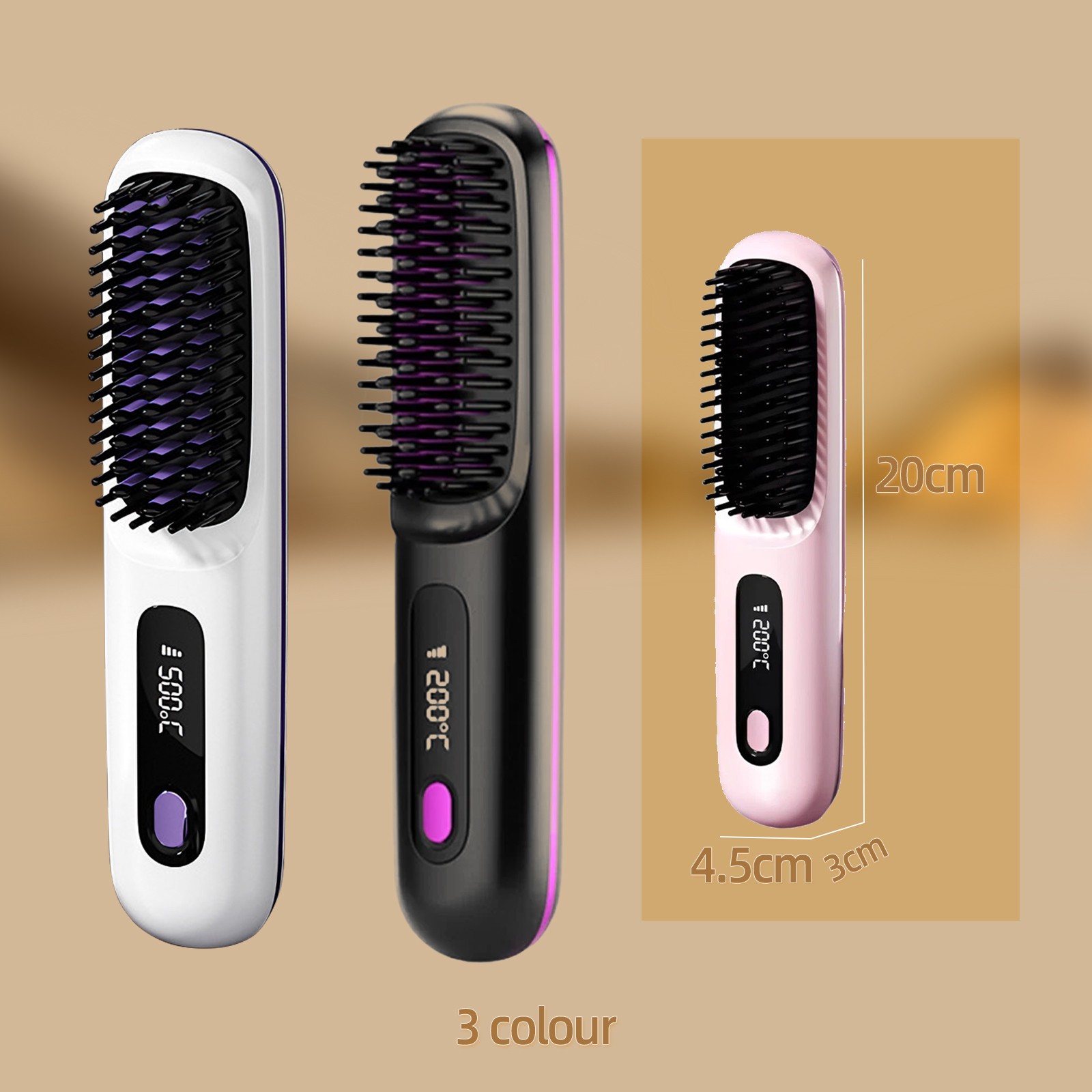 Cordless Hair Straightener Brush Ionic Ceramic USB Rechargeable Mini Travel Comb - Picture 7 of 11