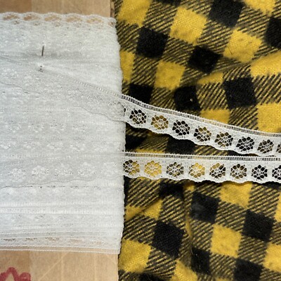 Vintage NOS white 3/8 Inch Wide Eyelet  Border Lace Trim Seam Binding 30 Yds